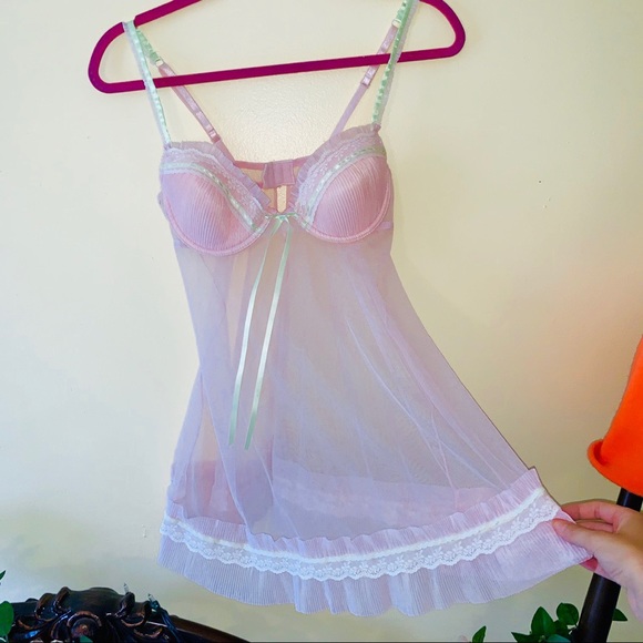 Vintage Lingerie Baby Doll Sheer Pastel Gown - Picture 3 of 4